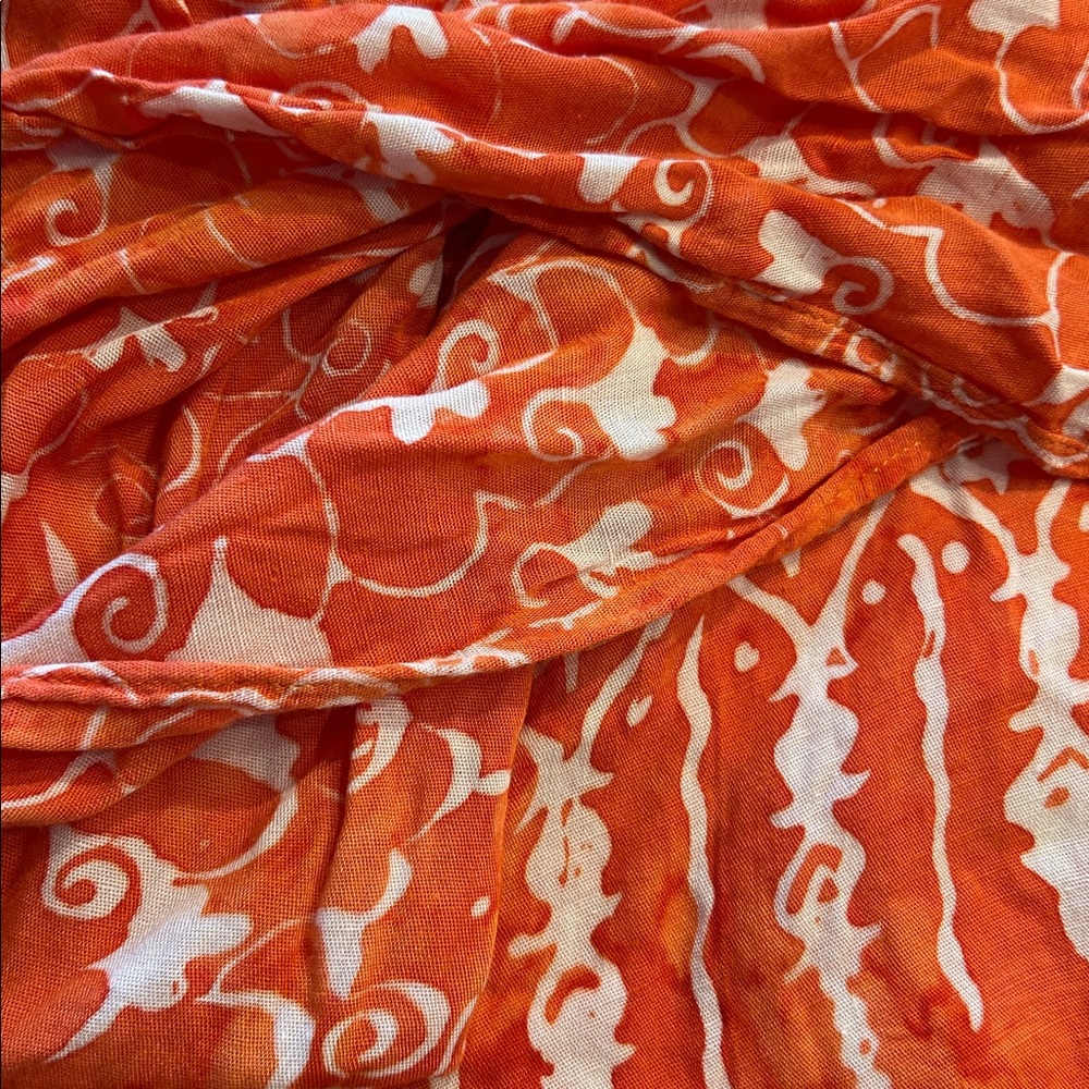Vibrant Orange Floral Sarong - Picture 2 of 2